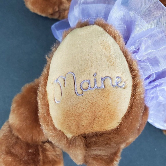 The Petting Zoo Moose Maine 17" Plush Stuffed Animal Purple Tutu Bow Brown Local - Picture 2 of 8
